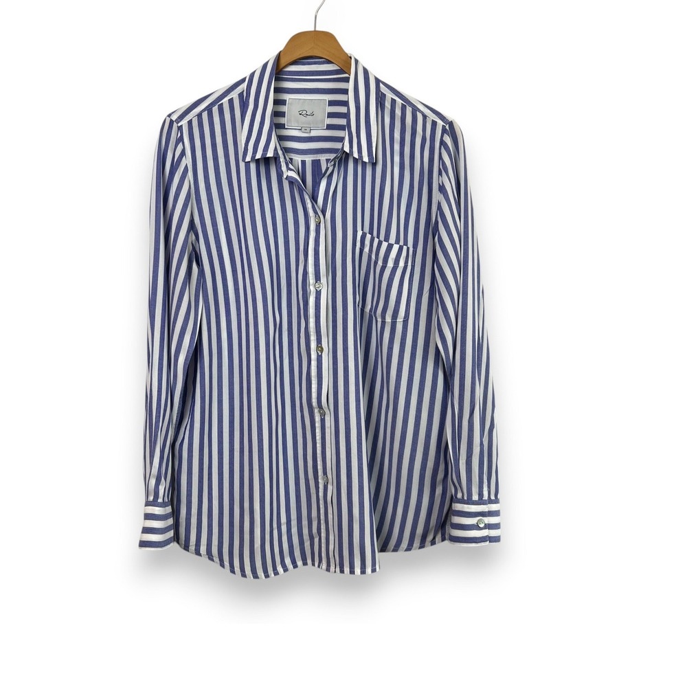 Rails Wren Striped Button Down Shirt Womens Medium Blue White Coastal Minimalist